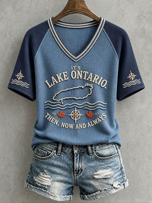 Women's "IT'S LAKE ONTARIO. THEN, NOW AND ALWAYS" V-neck T-shirts