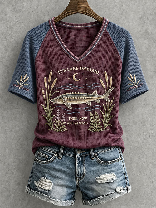 Women's "IT'S LAKE ONTARIO. THEN, NOW AND ALWAYS" V-neck T-shirts