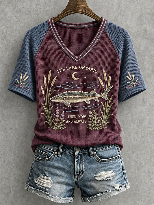 Women's "IT'S LAKE ONTARIO. THEN, NOW AND ALWAYS" V-neck T-shirts