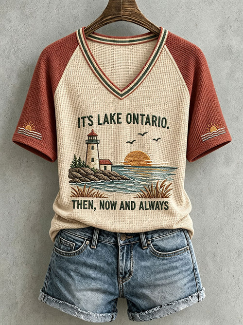 Women's "IT'S LAKE ONTARIO. THEN, NOW AND ALWAYS" V-neck T-shirts