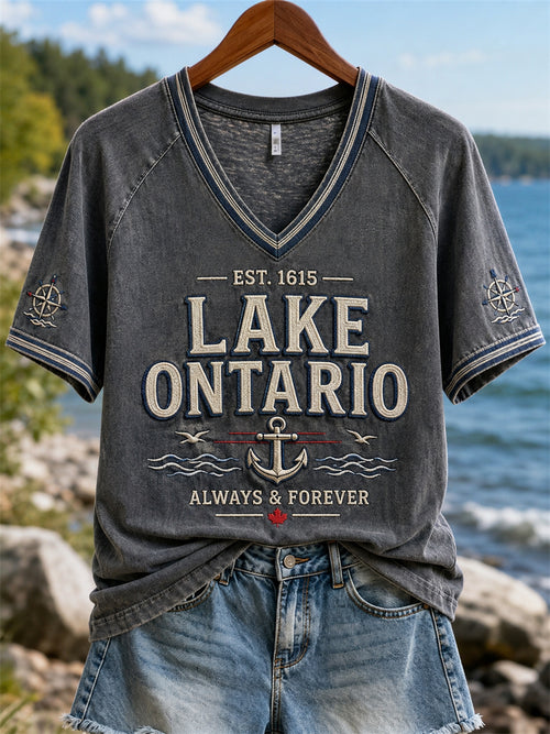 Women's Lake Ontario Always & Forever Print Casual short-sleeved T-shirt