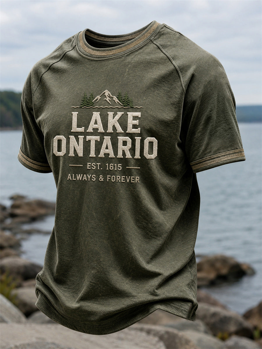 Men's Lake Ontario Always & Forever Print Casual short-sleeved T-shirt