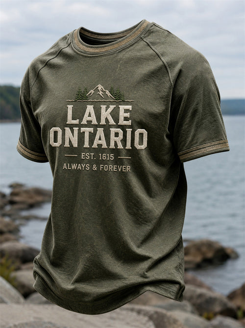 Men's Lake Ontario Always & Forever Print Casual short-sleeved T-shirt