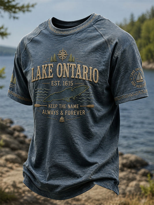 Men's Lake Ontario Always & Forever Print Casual short-sleeved T-shirt
