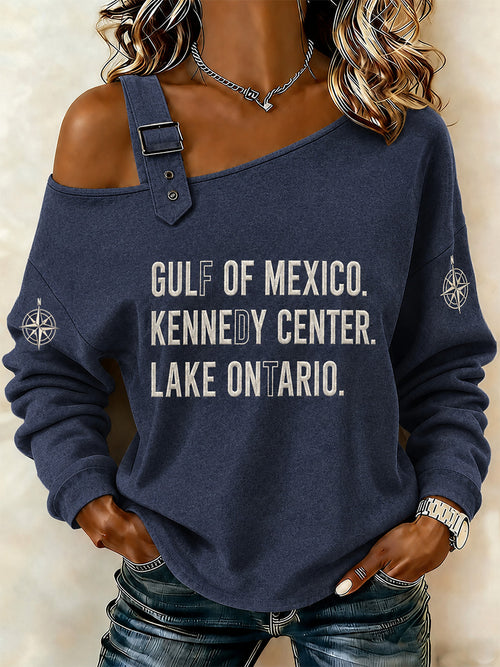 Women's Lake Ontario Always And Forever Print Casual Off-Shoulder Sweatshirt