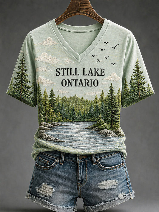 Women's 'STILL LAKE ONTARIO' Lake Ontario Natural Scenery Casual T-shirt