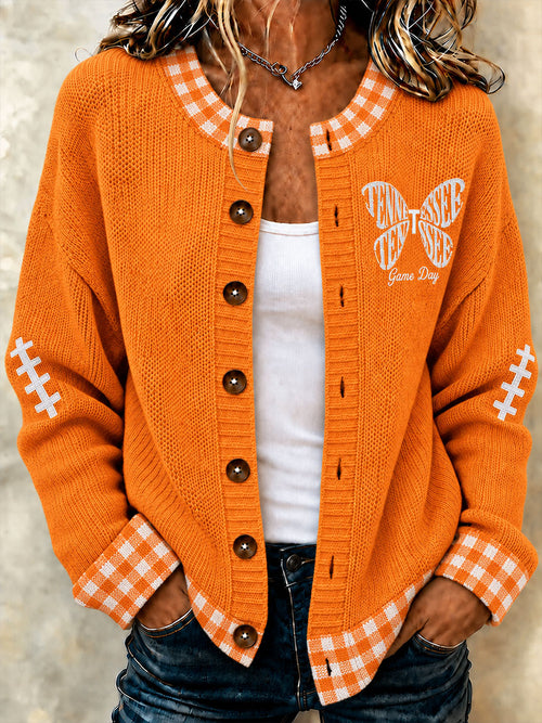 Women's Tennessee Football Casual Printed Cardigan-Style Knit Jacket