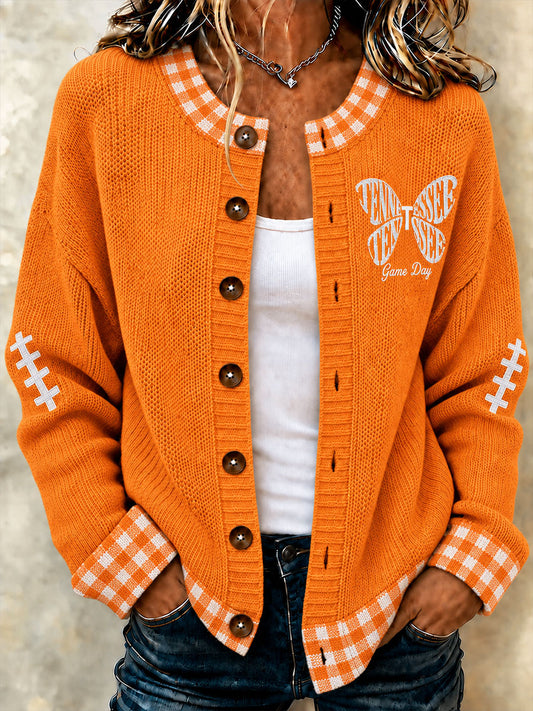 Women's Tennessee Football Casual Printed Cardigan-Style Knit Jacket