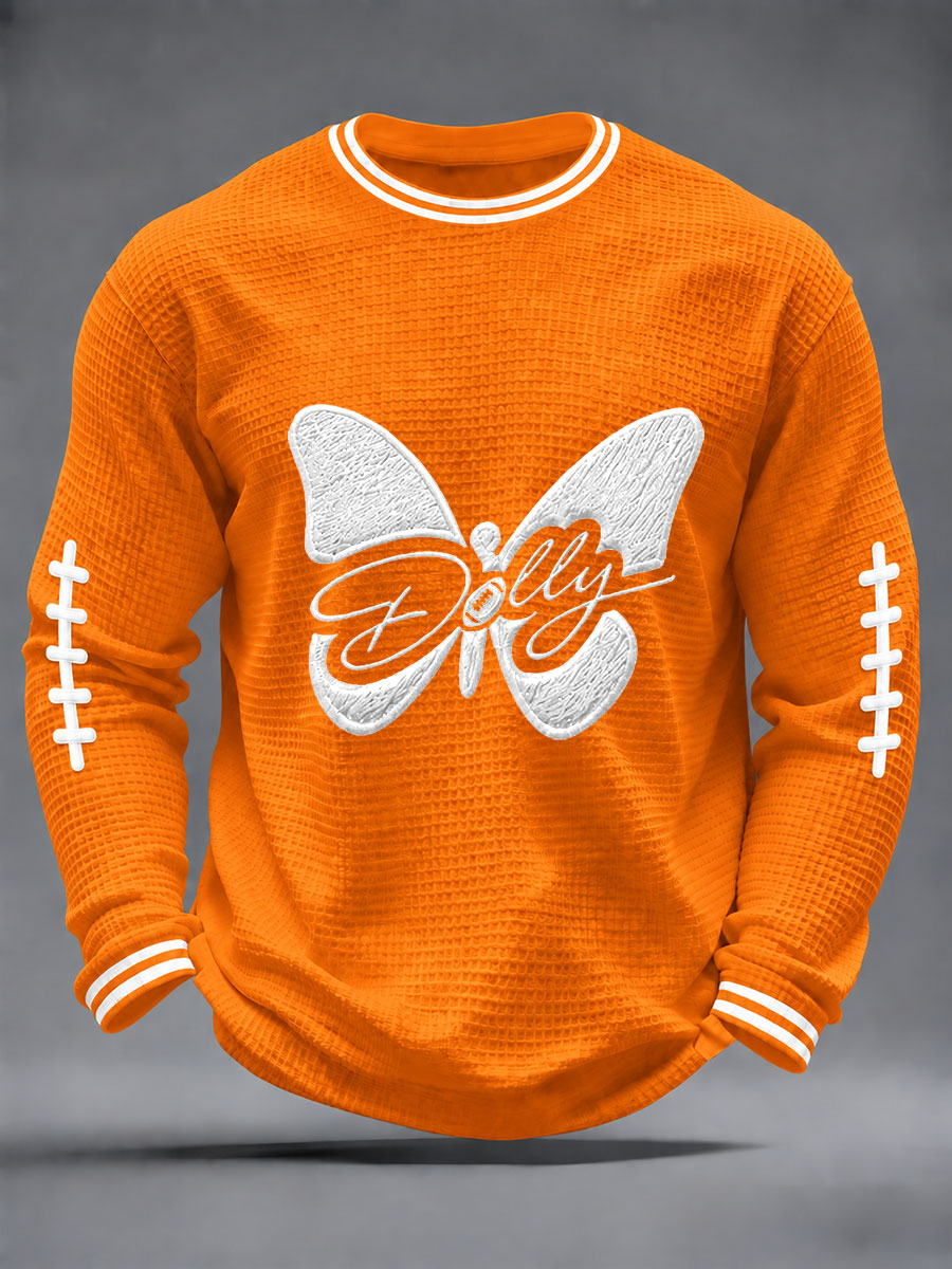 Men's Game Day Football Waffle Print Casual T-Shirt