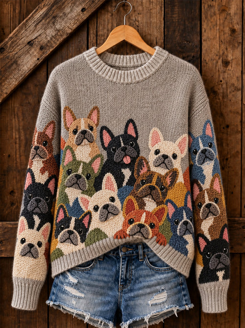 Women's Cute Dogs Print Dog Lovers Casual Sweater