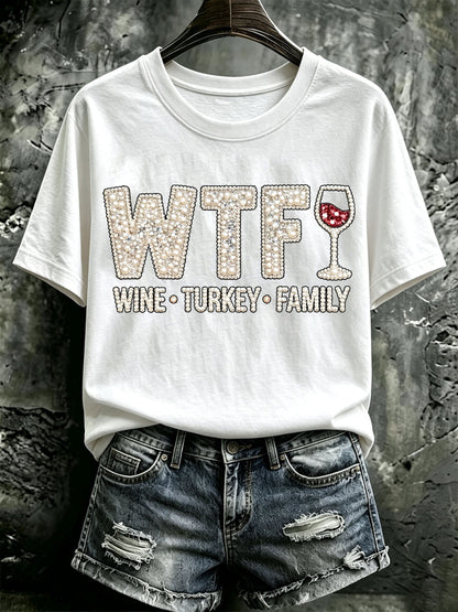 Women's Thanksgiving Print Casual T-shirt