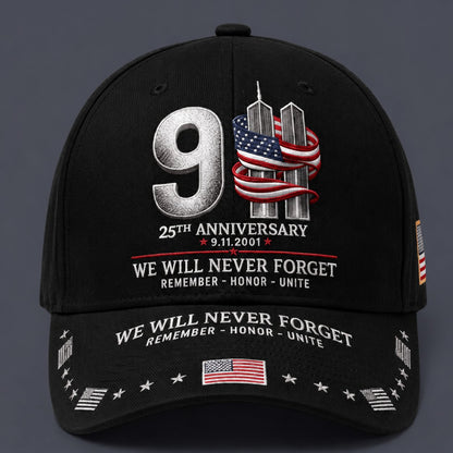 🔥LAST DAY 50% OFF - 9/11 25th Anniversary We Will Never Forget Memorial Baseball Cap – Unisex Patriotic Memorial Hat🧢 100% Cotton
