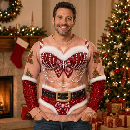 Personalized Funny 3D Chest Christmas Sweatshirt