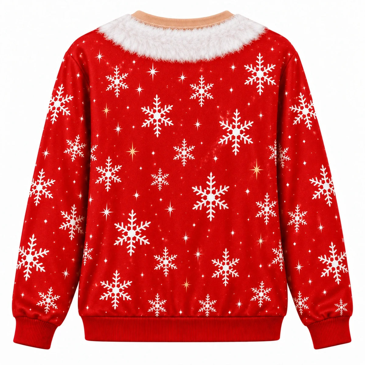 Funny Christmas Faux Skin Sweater – Sexy Santa Snowflake Sweatshirt for Women
