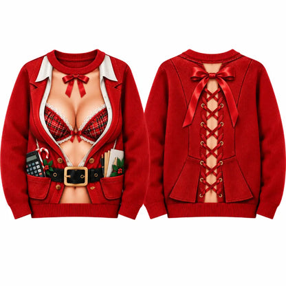 Naughty Accountant Christmas Sweater – Funny 3D Illusion Print