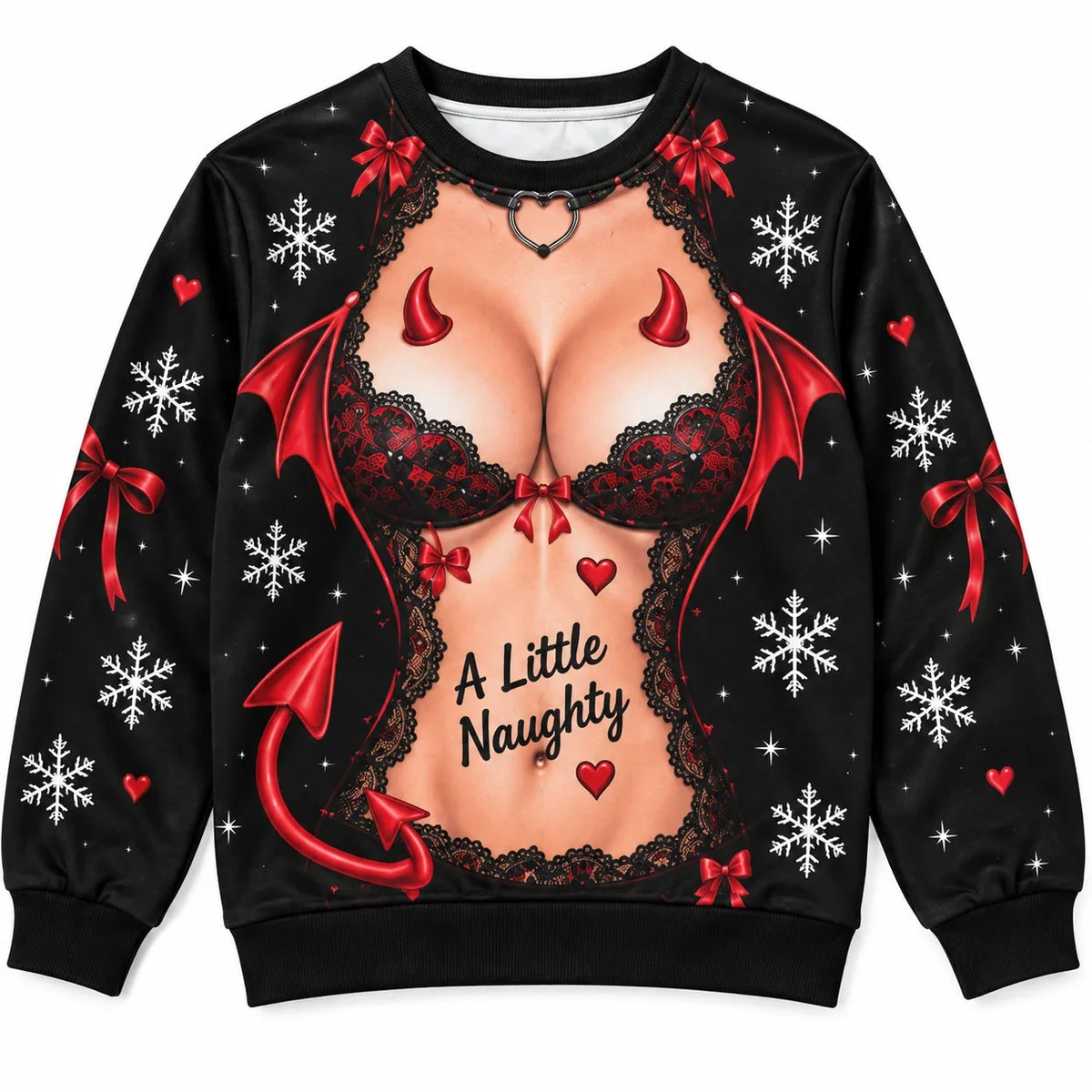 Women’s Naughty Christmas Crewneck Sweatshirt – Funny Flirty Holiday Pullover