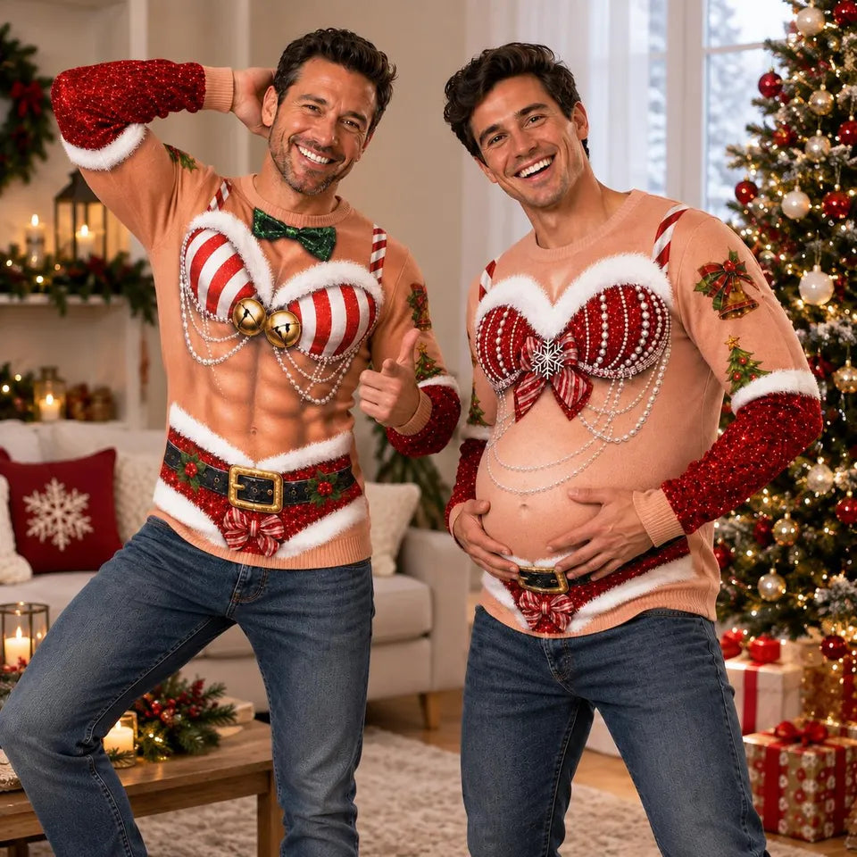 Personalized Funny 3D Chest Christmas Sweatshirt