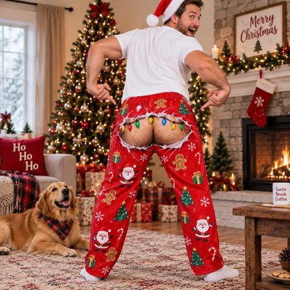 Christmas Prank Pajama Pants – Funny Faux Ripped Holiday Print