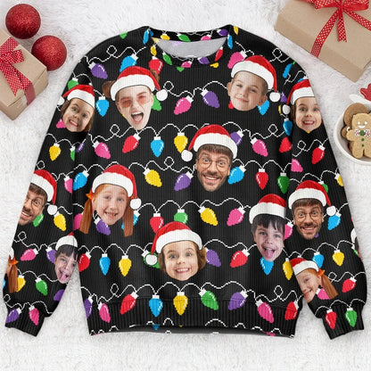 Custom Face Christmas Family Silly Xmas Leds - Personalized Photo Ugly Sweater