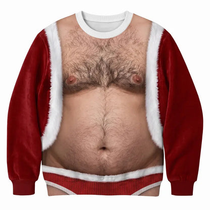 Santa Dad Bod Christmas Crewneck – Custom Skin Tone Novelty Print Sweatshirt