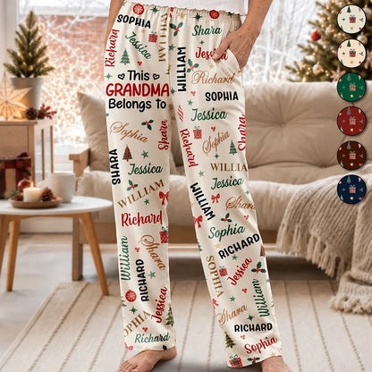 This Grandma Mommy Belongs To Kid Names - Personalized Pajama Pants