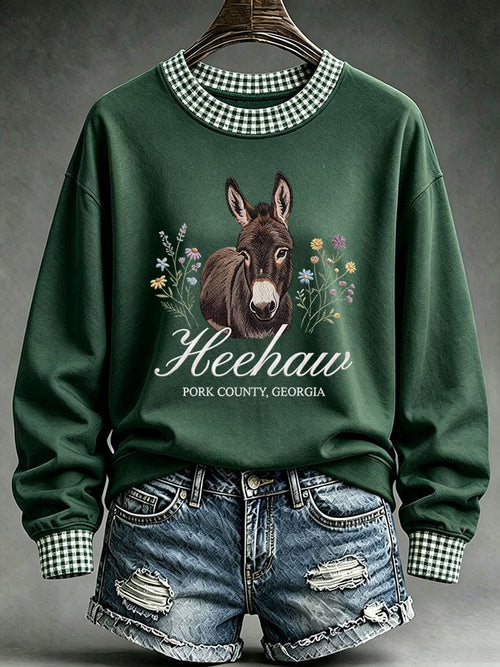 Women's Justice For HeeHaw Donkey Print Casual Sweatshirt
