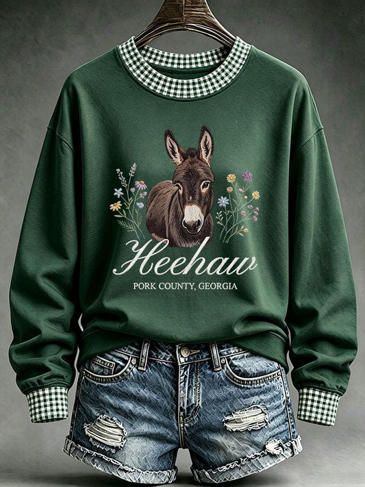 Women's Justice For HeeHaw Donkey Print Casual Sweatshirt