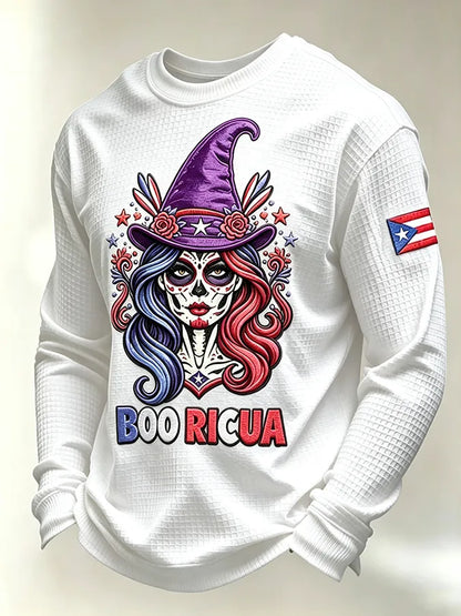 🎃Men's Boricua Halloween Waffle-Knit Long-Sleeve Top