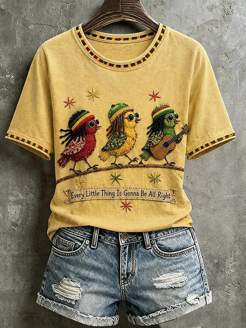 Women'S Printed Short-Sleeve T-Shirt With The Theme "Everything Will Eventually Go Smoothly, And Everything Will Be Alright"