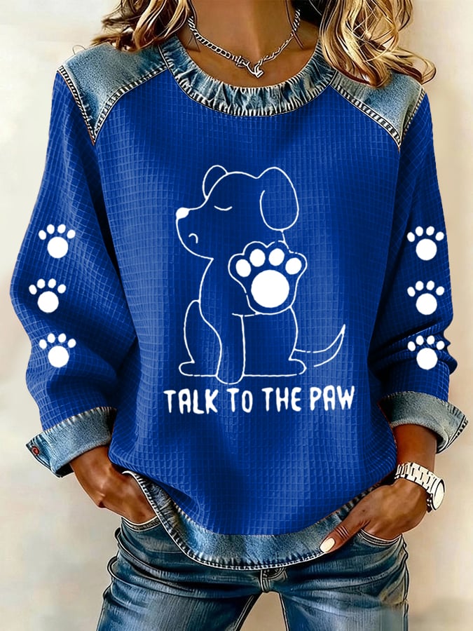 Women's Talking With Paws Funny Puppy Print Sweatshirt