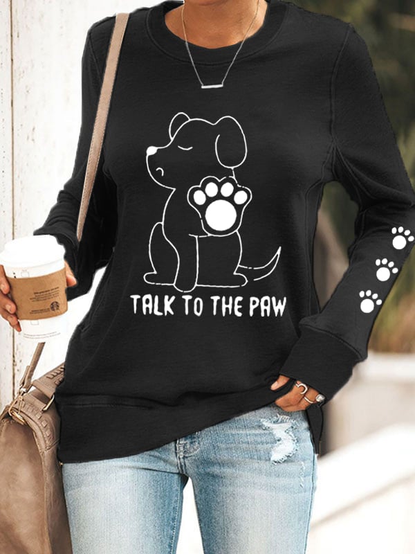 Women's Talking With Paws Funny Puppy Print Sweatshirt