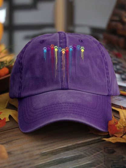 Unisex Colorful Dog Heart Paw Print Baseball Cap