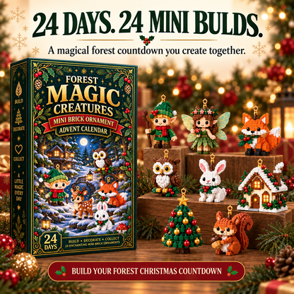 ⏳ Last day to save 49% – 🎄 24‑Day Forest Magic Creatures Ornament Advent Calendar | 24 collectible buildable forest fantasy brick decorations with hangers—perfect for holiday wreaths, mantel styling and Christmas tree trimming 🧝