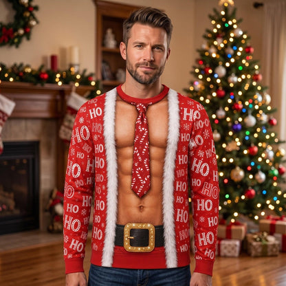 Funny Christmas Fake Body Sweatshirt & Pajama Pants Set