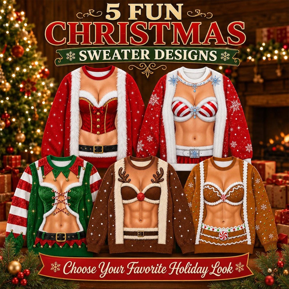 Funny Ugly Christmas Sweater, Novelty Holiday Sweatshirt, Festive Party Outfit