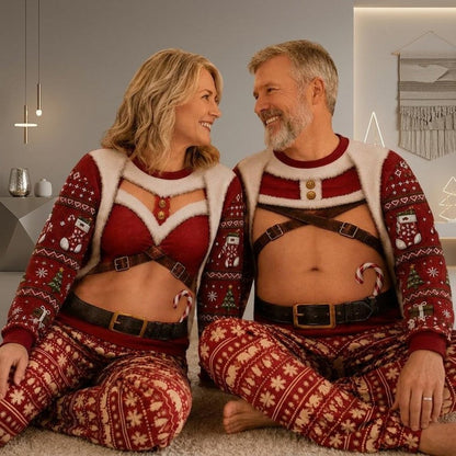 Funny Couple Harness Santa Print Sweatshirt – Matching Xmas Party Outfit