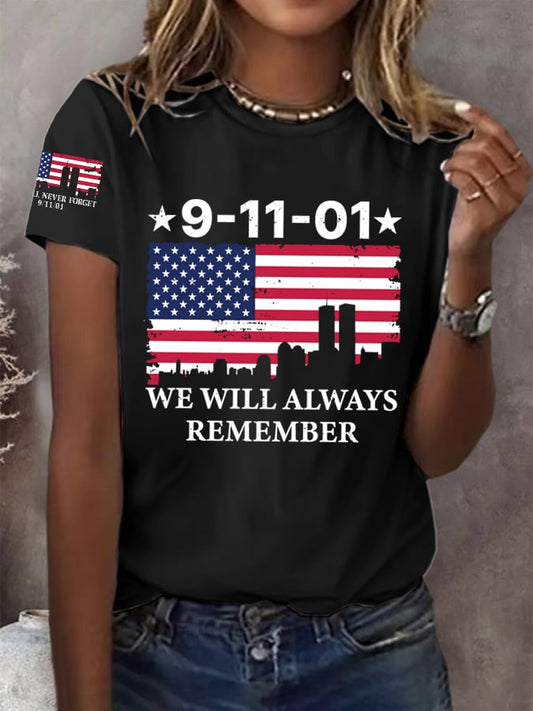 Women's We Will Never Forget 911 Print Shirt
