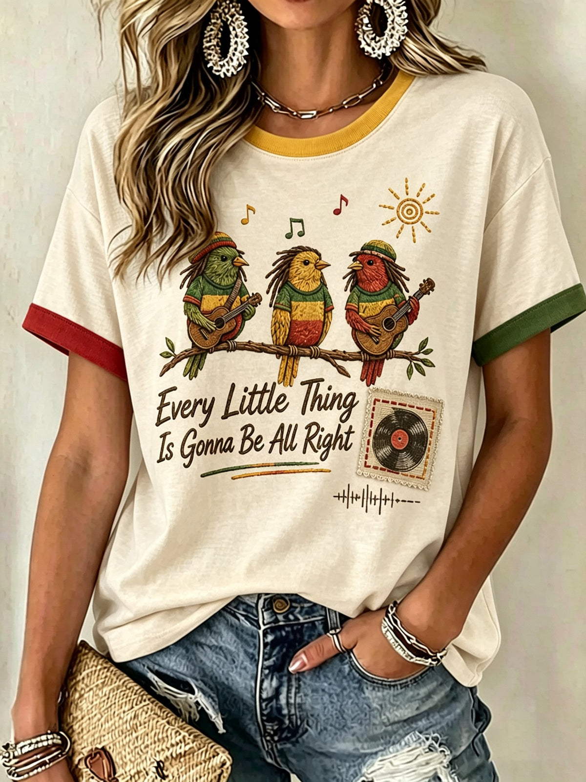 Women's Reggae Music Art Print Casual T-shirt