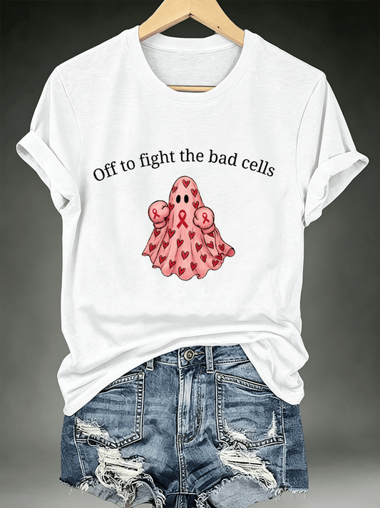 Women's Off to fight the bad cells Print T-Shirt
