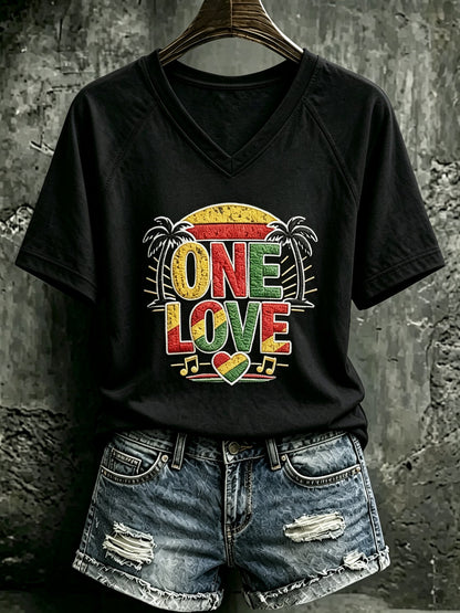 Women's Reggae Art Print Casual T-shirt