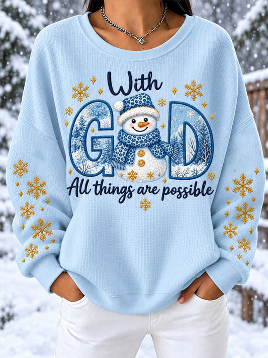 Women's With God All things are possible Casual Long-Sleeve Top