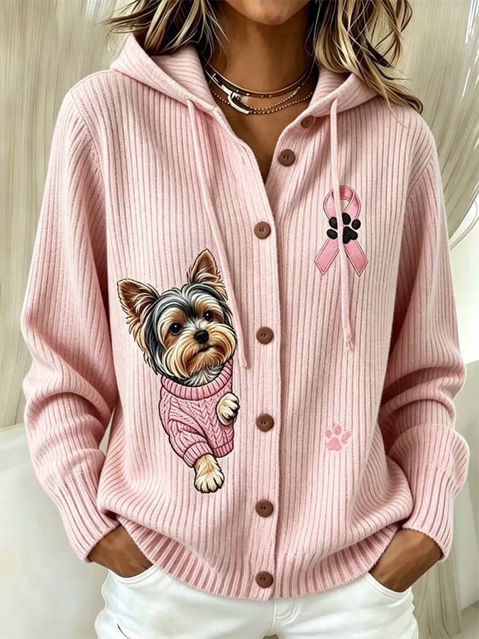 Women'S Casual Maple Leaf Knit Cardigan