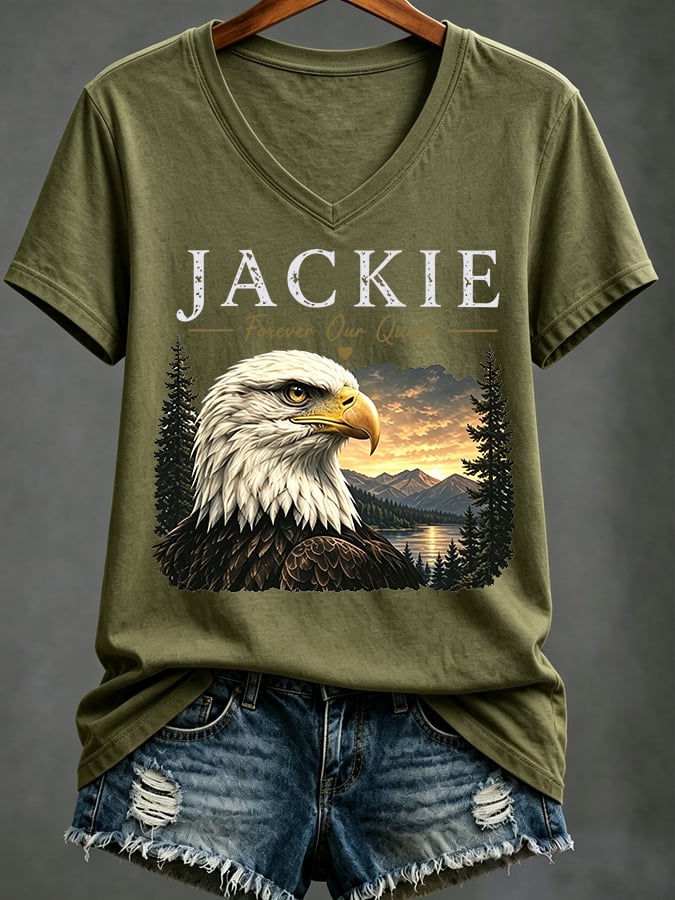 Women's Casual Bald Eagle "Jackie" Print Top