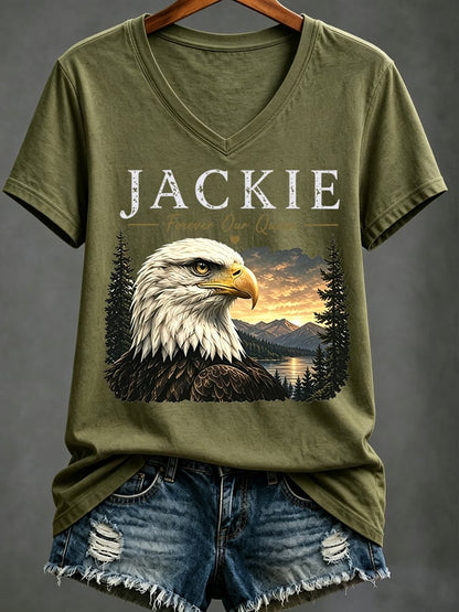 Women's Casual Bald Eagle "Jackie" Print Top