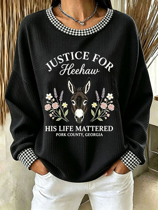 Women's Justice For HeeHaw Donkey Printed Casual Sweatshirt