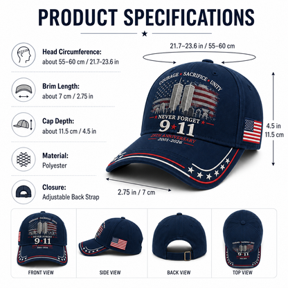 🦅49% OFF🔥Never Forget 9/11 25th Anniversary Memorial Cap