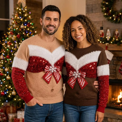Custom Skin Tone Funny Ugly Christmas Sweater – Couples Holiday Party Sweatshirt