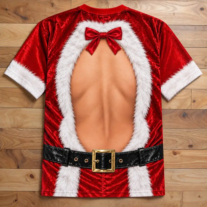Funny Santa Muscle Illusion Christmas Shirt – Naughty Holiday Party Tee