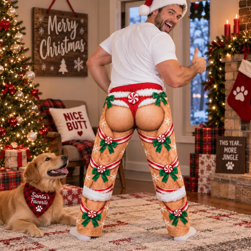 Unwrap Me Christmas Pajama Pants – Funny Illusion Print