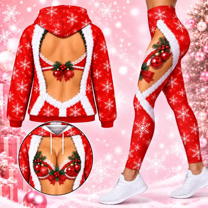 Santa-Inspired Christmas Hoodie & Leggings Set – Custom Skin Tone Digital Print